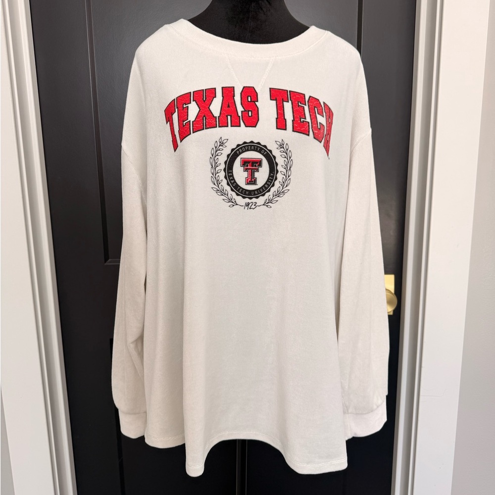 Flying Colors Women's White Red Black TTU Texas Tech Long Sleeve Shirt XL